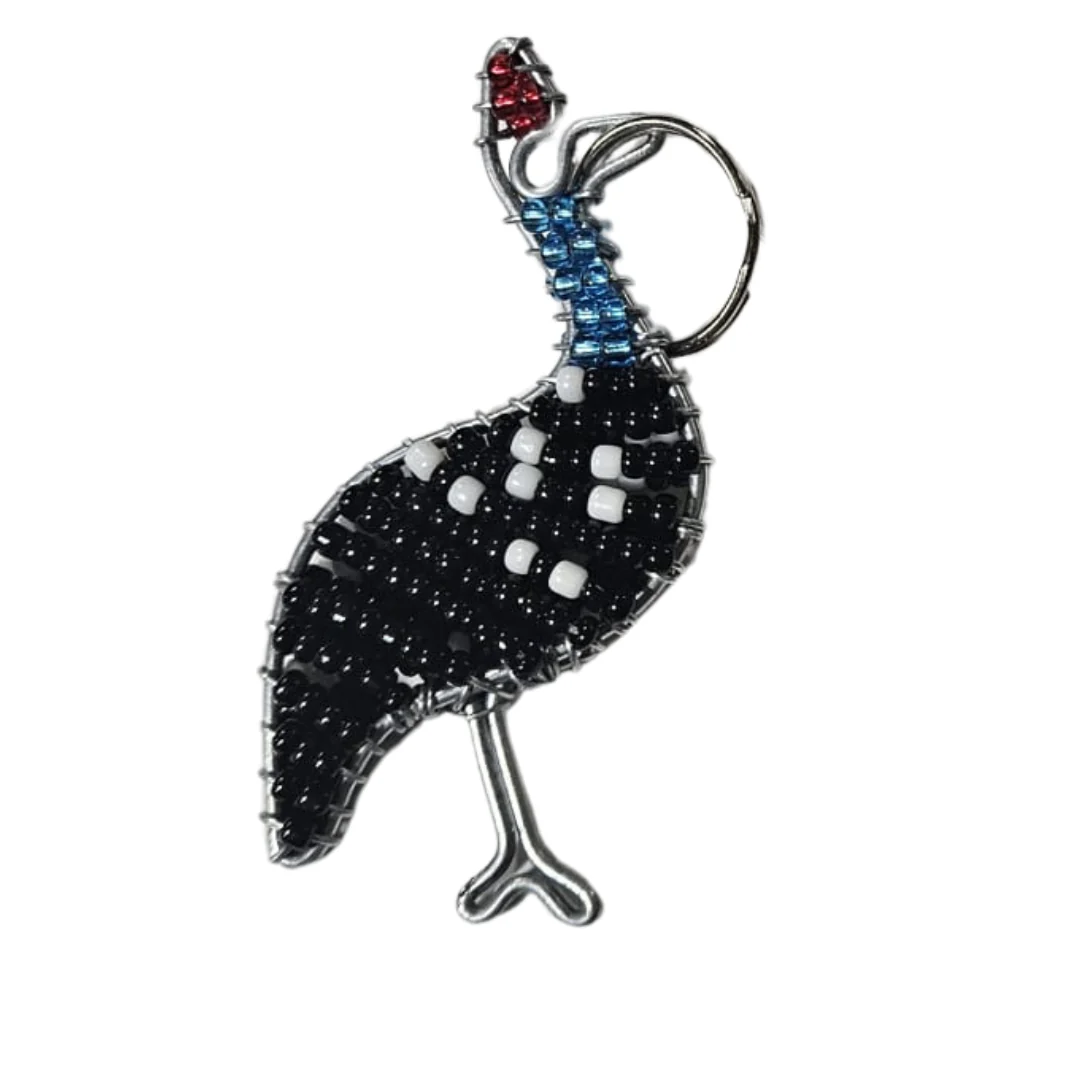 Beaded Keyring Guinea Fowl - Image 2