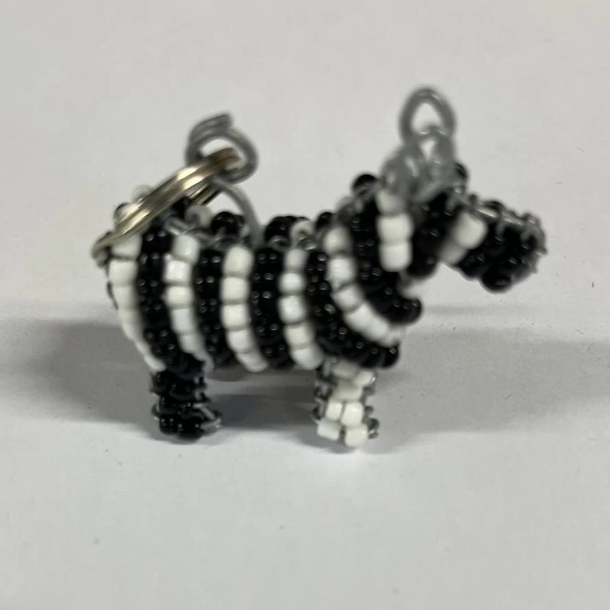 Beaded Keyring - Zebra - Image 2